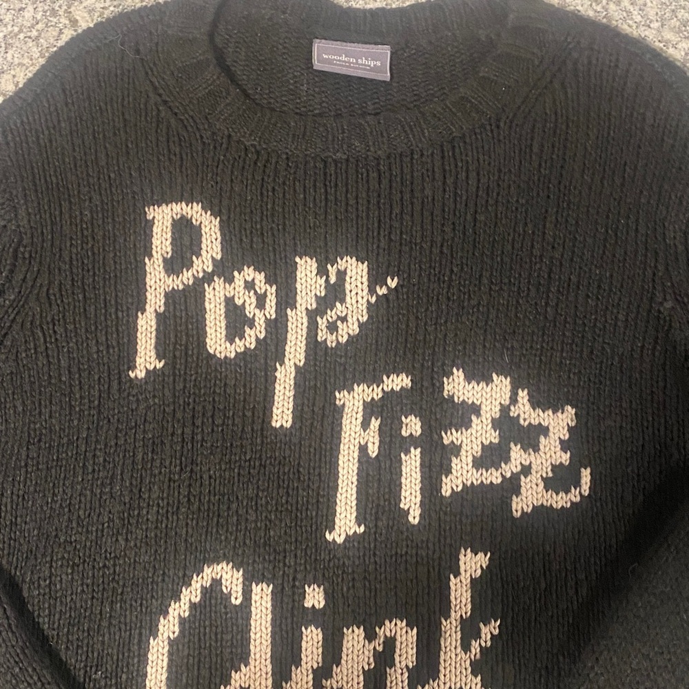 Wooden Ships Black Knit with Cream Lettering - Picture 2 of 5
